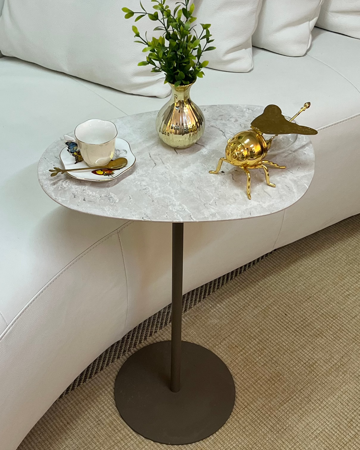 Mesa Tulipa Slim Mármore Travertino Capuccino
