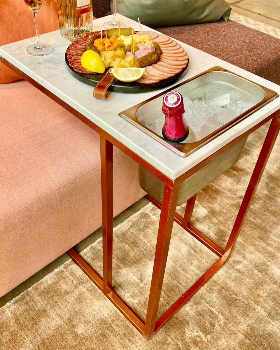 Mesa Gourmet - Mármore Calacatta - Base Rose
