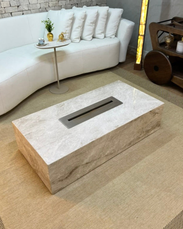Mesa de Centro com Lareira Quartzito Perla Santana