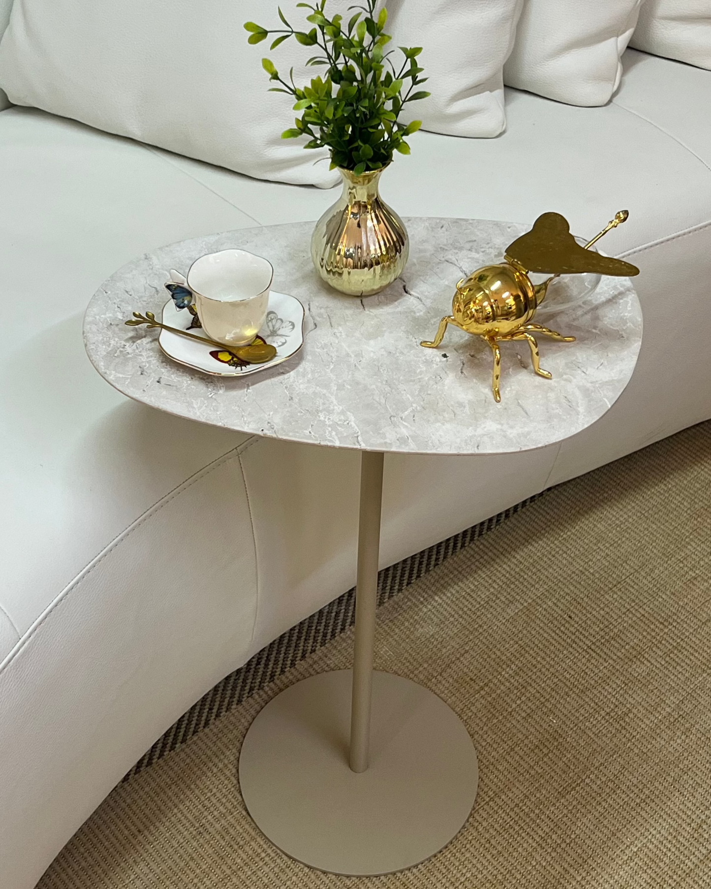 Mesa Tulipa Slim Mármore Travertino Capuccino