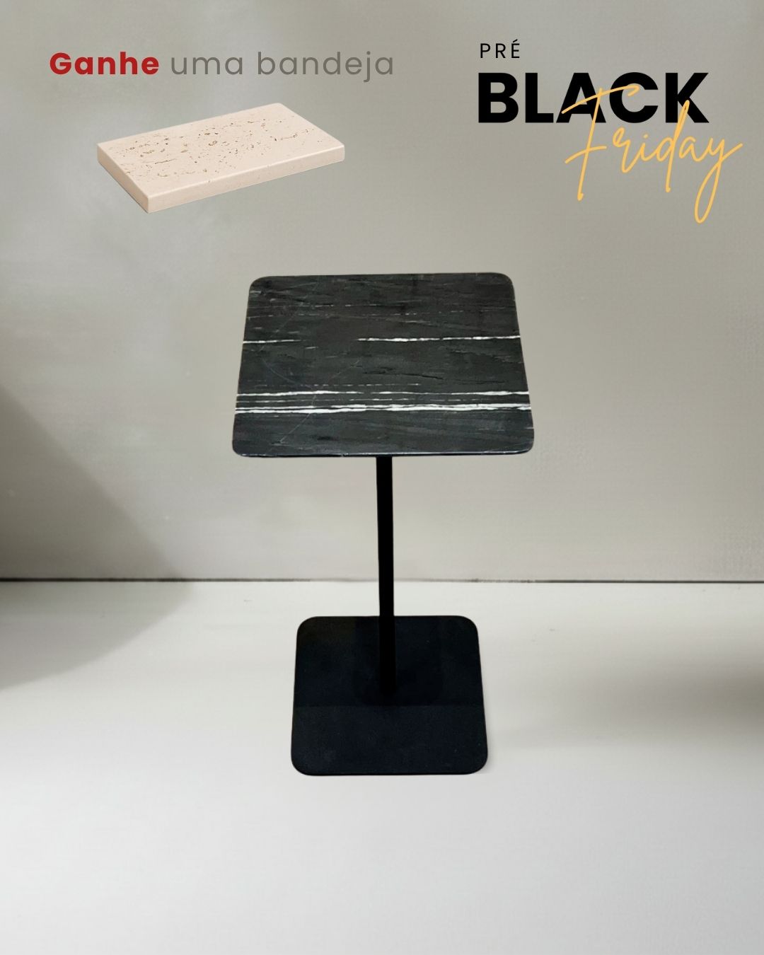Mesa Quadratto Mármore Nero Striatto