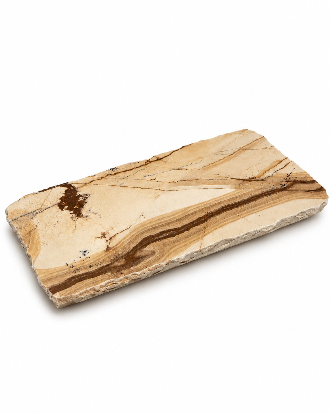 Bandeja em Quartzito Natural Terracota Imperial - 40x20cm - Borda em Formato Orgânico