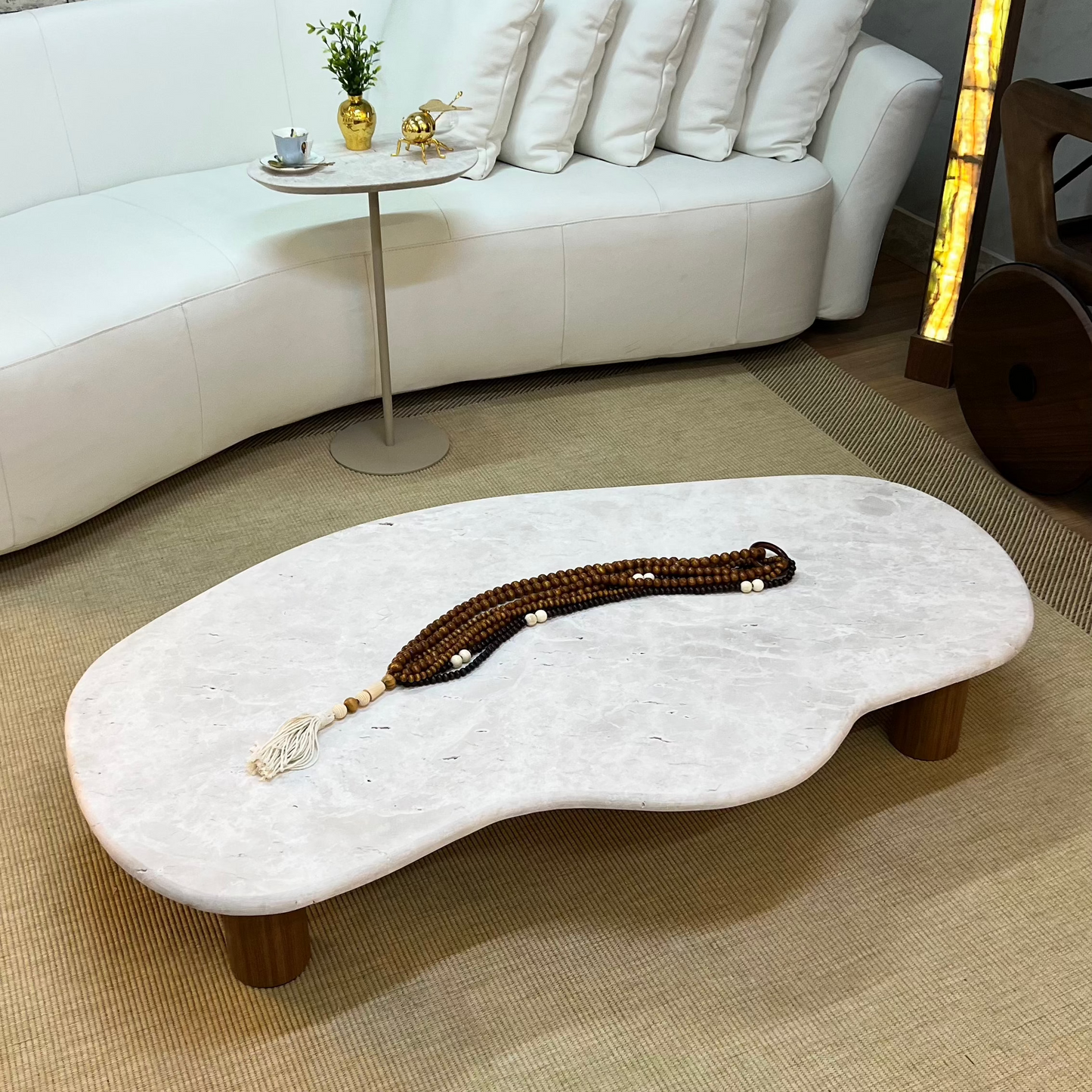 Mesa de Centro Dunas Mármore Travertino White Cream