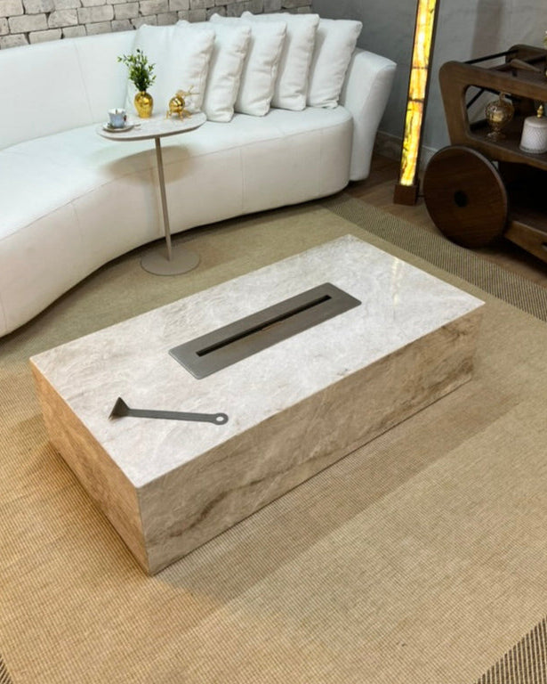 Mesa de Centro com Lareira Quartzito Perla Santana