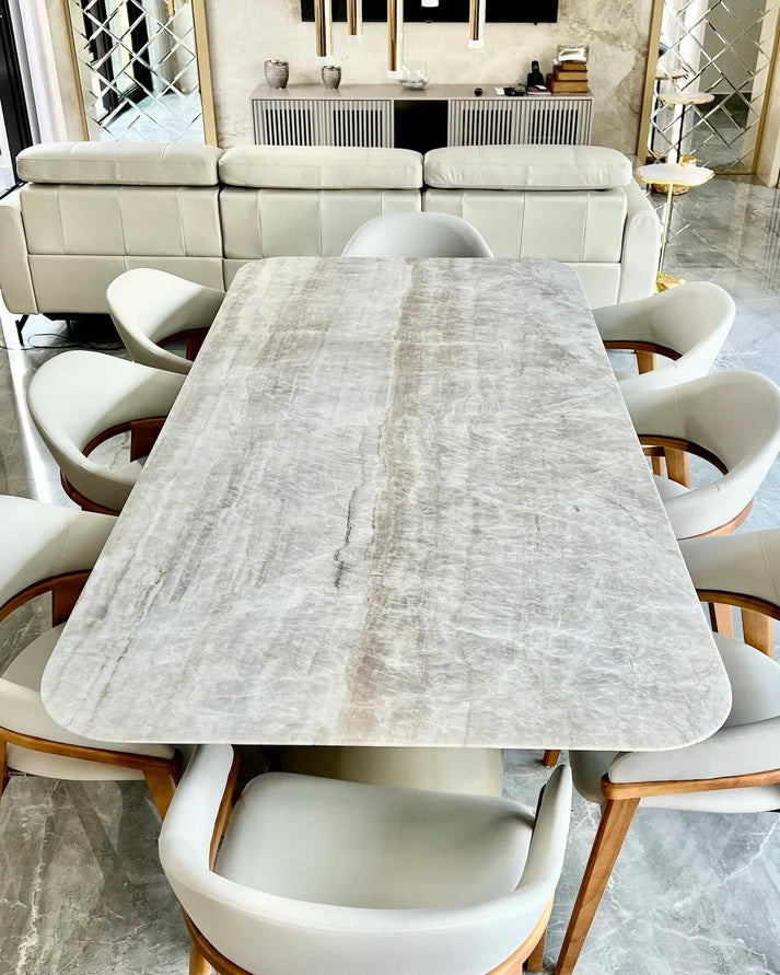Mesa de Jantar Londres Quartzito Perla Santana