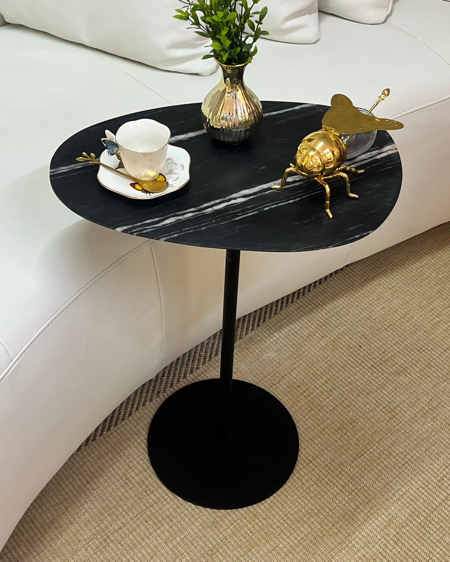Mesa Tulipa Slim Mármore Nero Striatto
