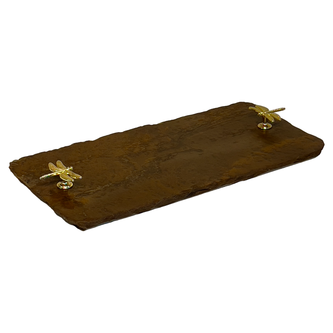 Bandeja Lavabo Quartzito Bronzite Pegador Libélula
