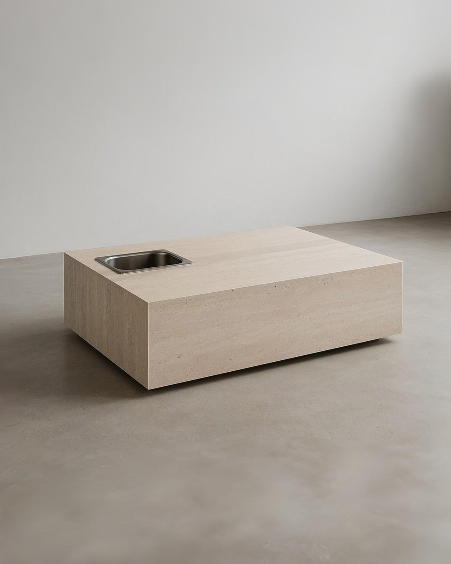 Mesa de Centro Rocca com Champanheira Mármore Travertino Romano