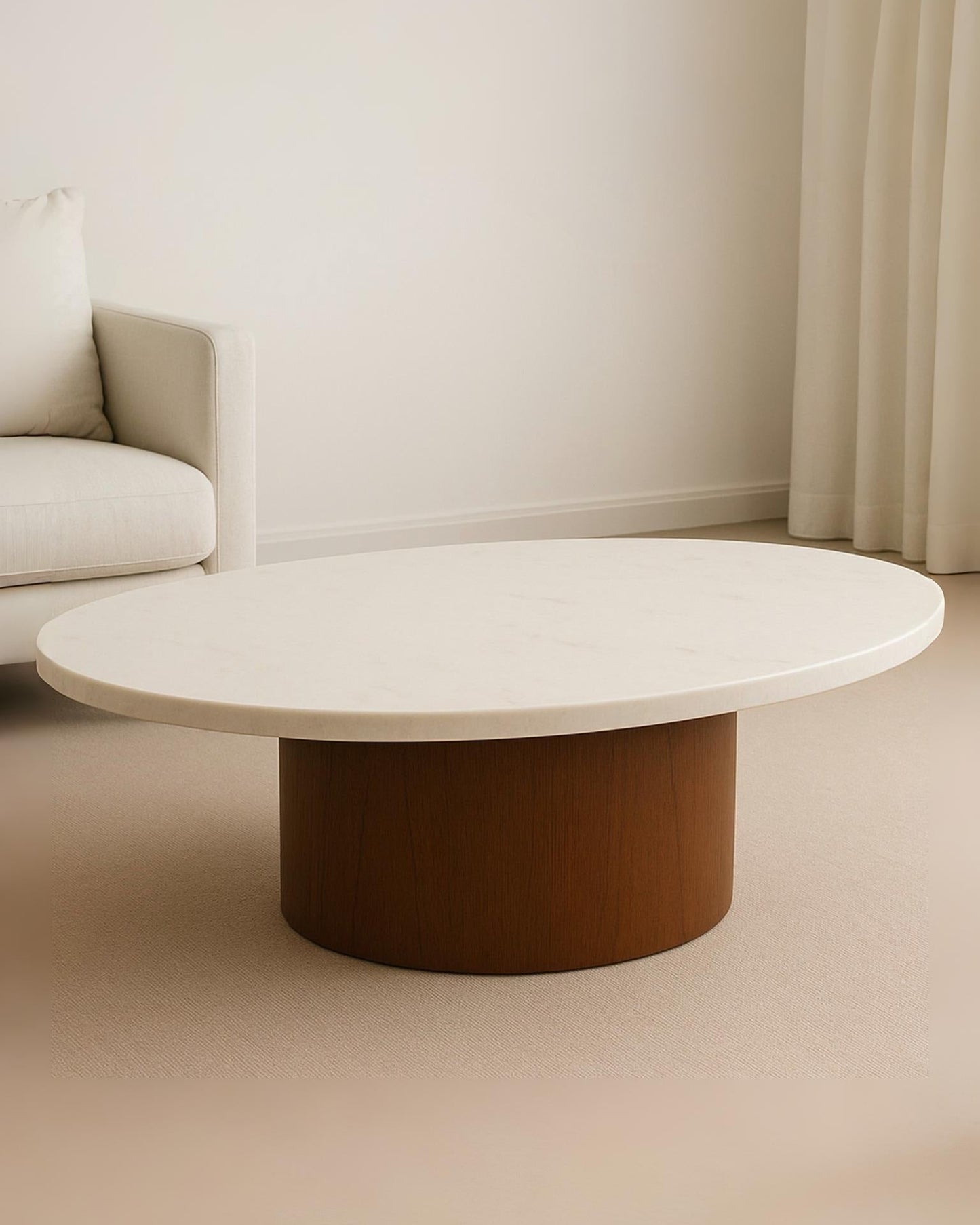 Mesa de Centro Elipse Mármore Calacatta Premium