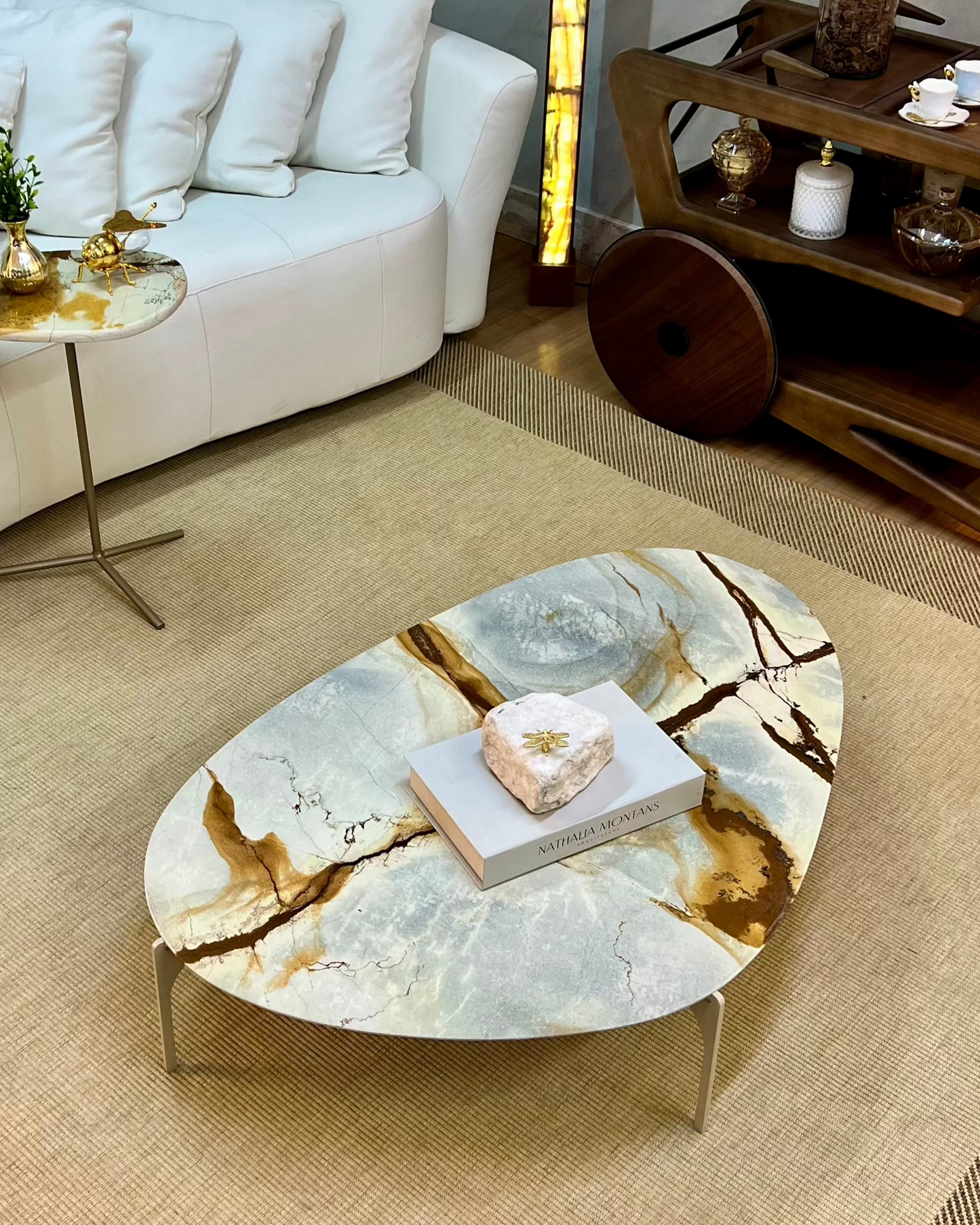 Mesa de Centro Versátille Quartzito Terracota Imperial