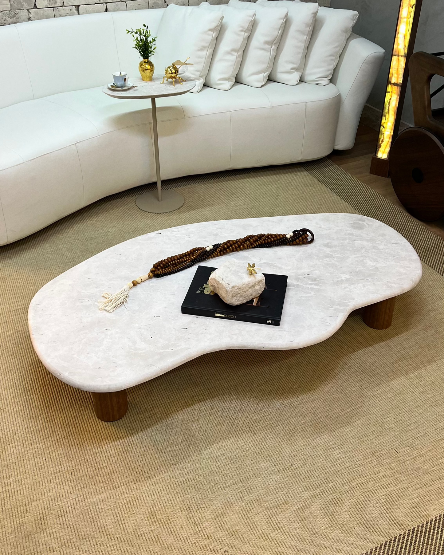 Mesa de Centro Dunas Mármore Travertino Cappuccino