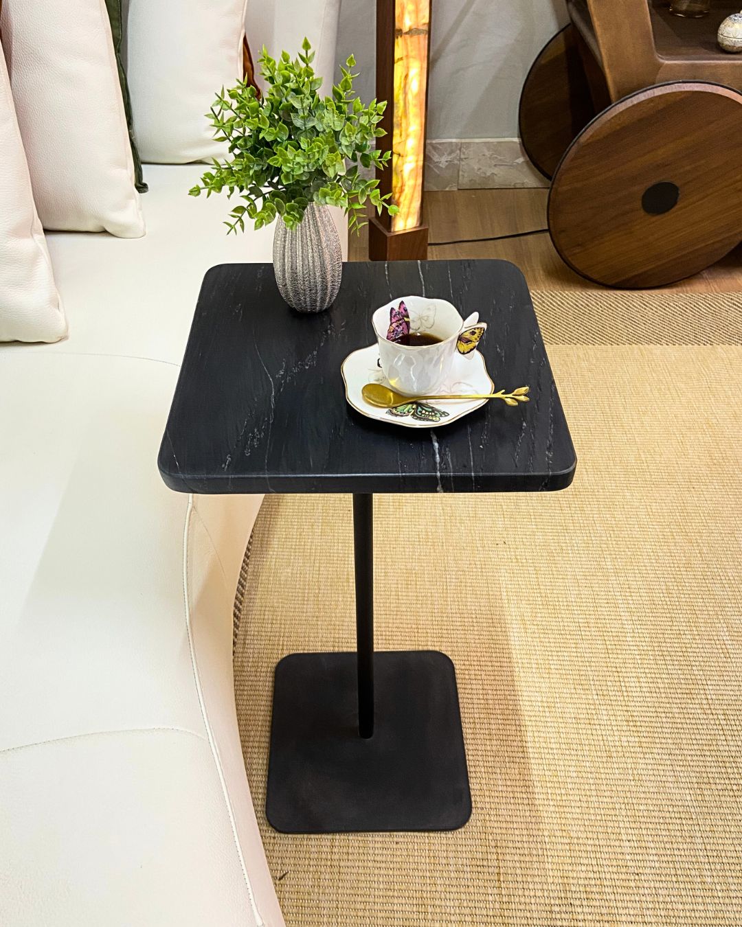Mesa Quadratto Mármore Nero Striatto