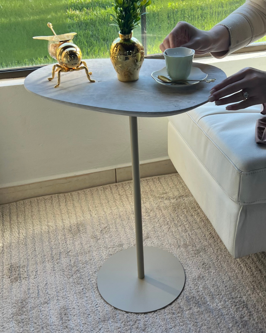 Mesa Tulipa Slim Mármore Travertino Capuccino