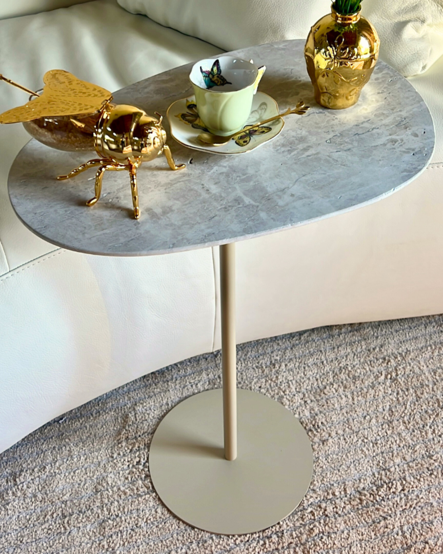 Mesa Tulipa Slim Mármore Travertino Capuccino