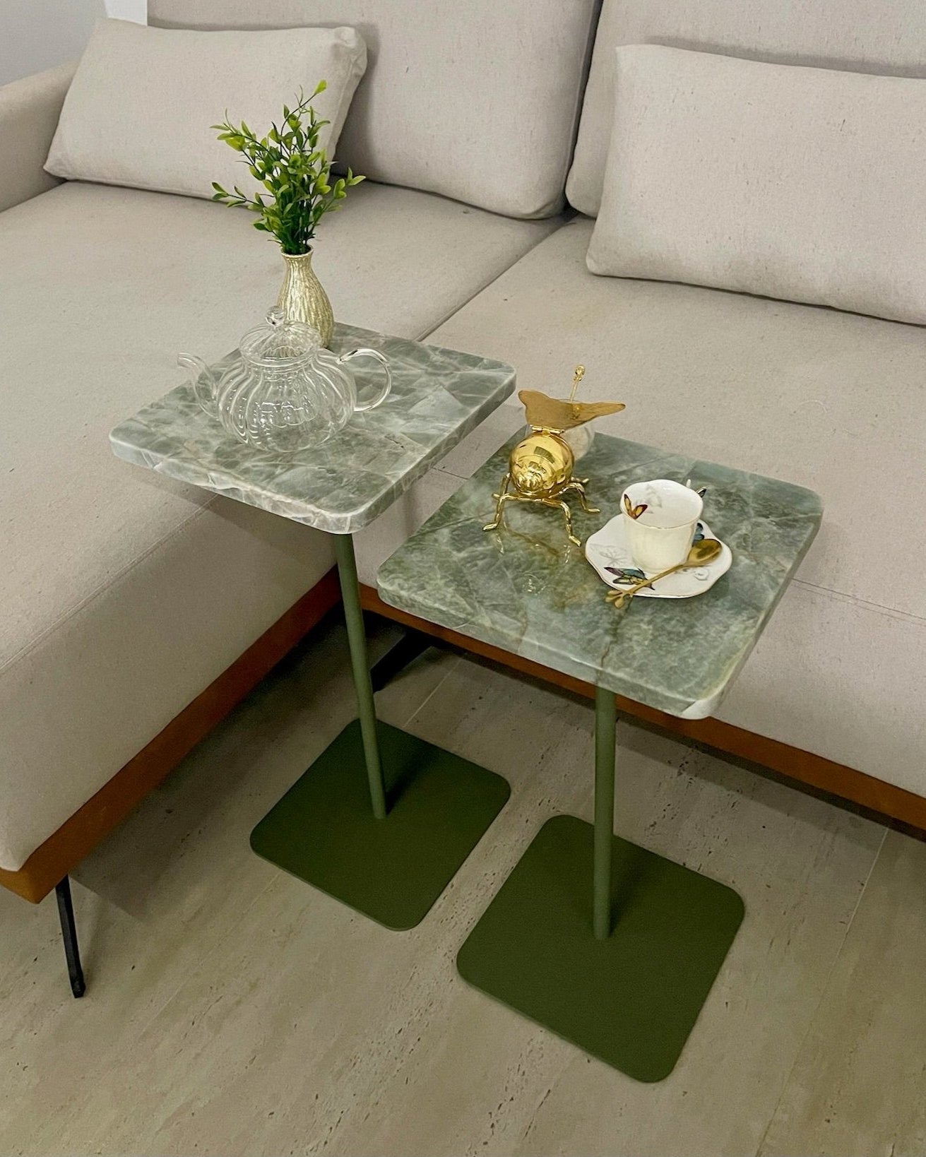 Mesa Quadratto Quartizito Verde Esmeralda