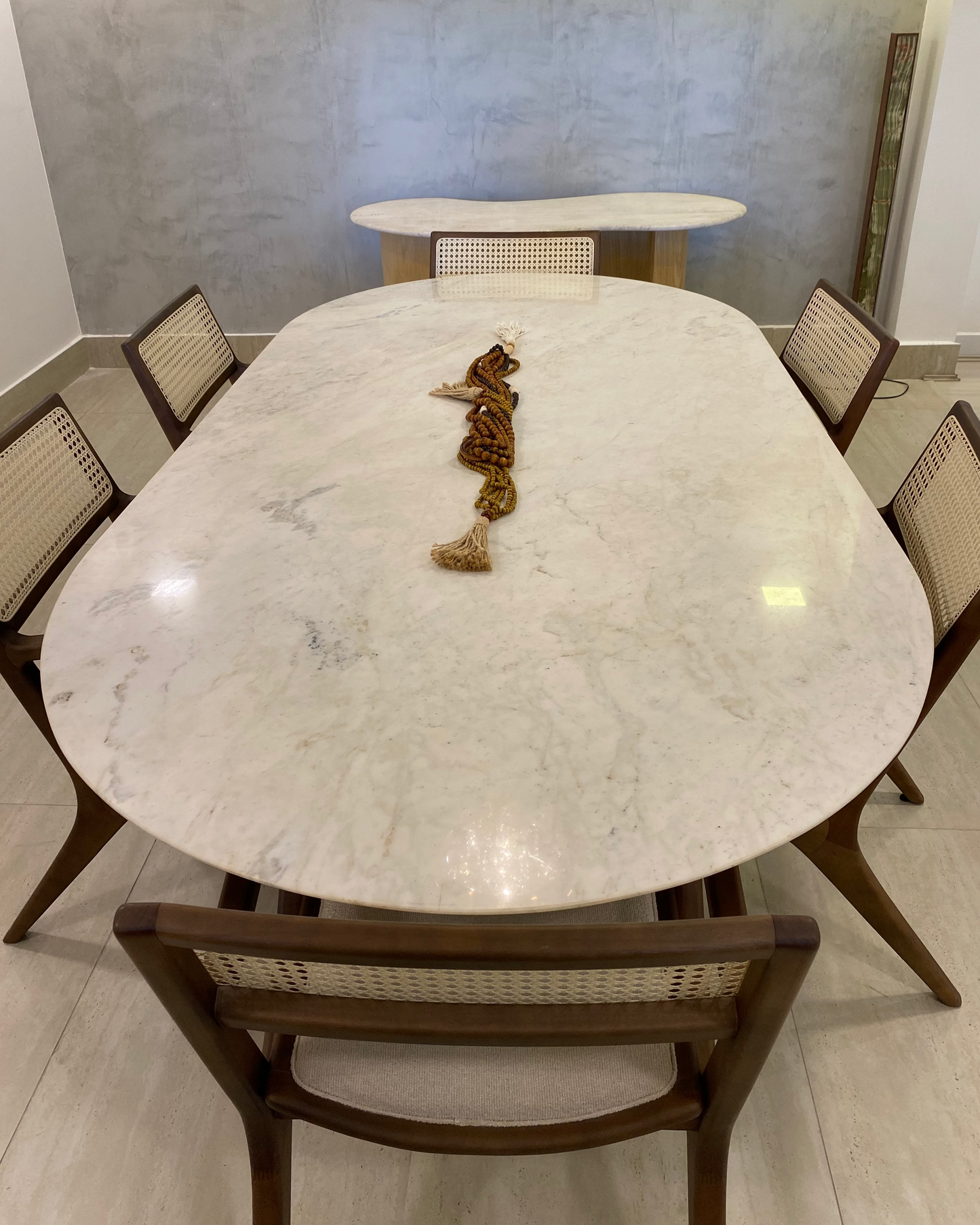 Mesa de Jantar Oblongo Mármore Calacatta Premium