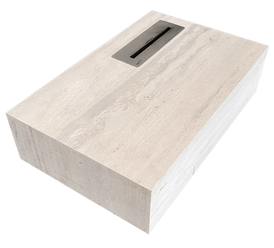 Mesa de Centro com Lareira Mármore Travertino Romano