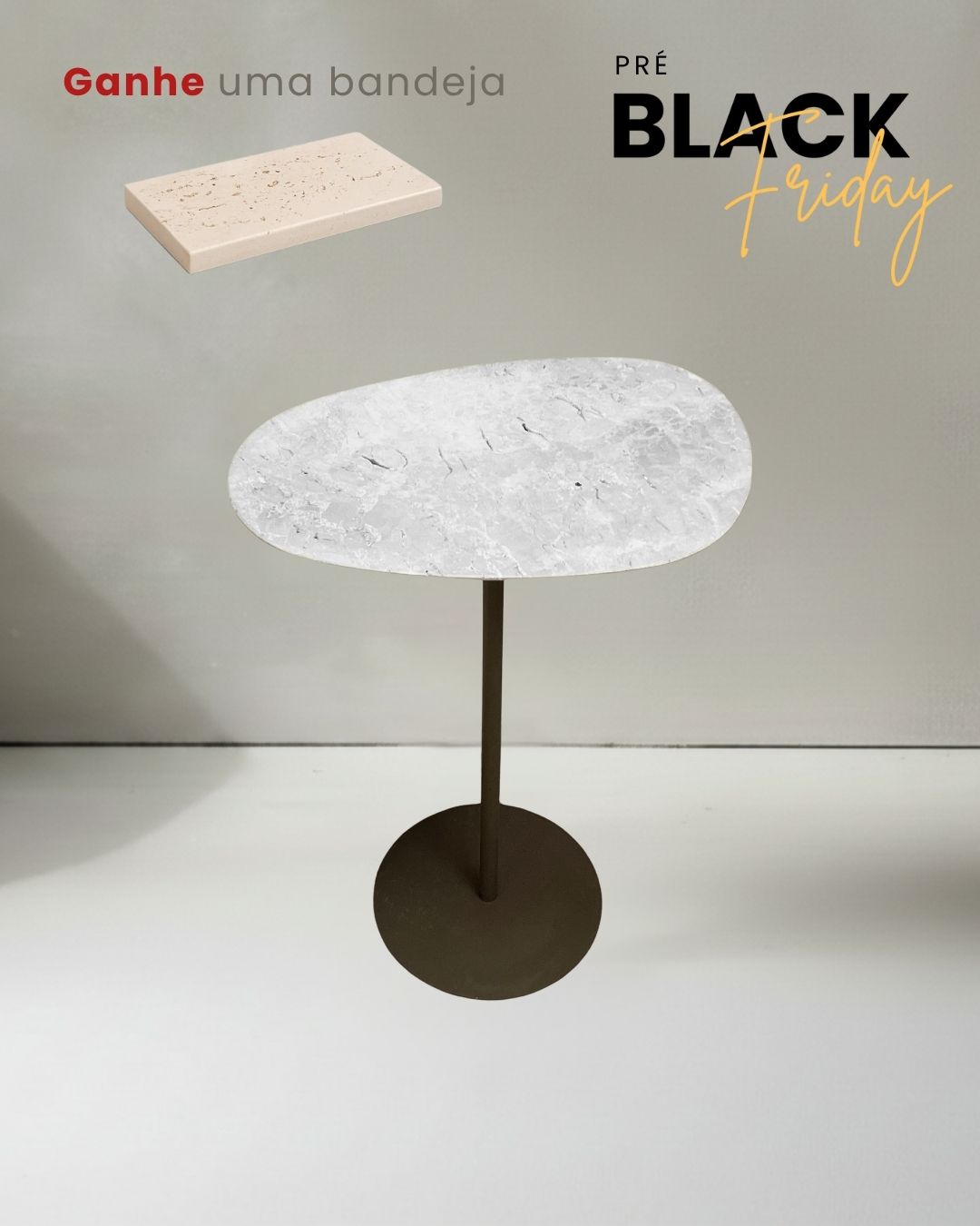 Mesa Tulipa Slim Mármore Travertino Capuccino