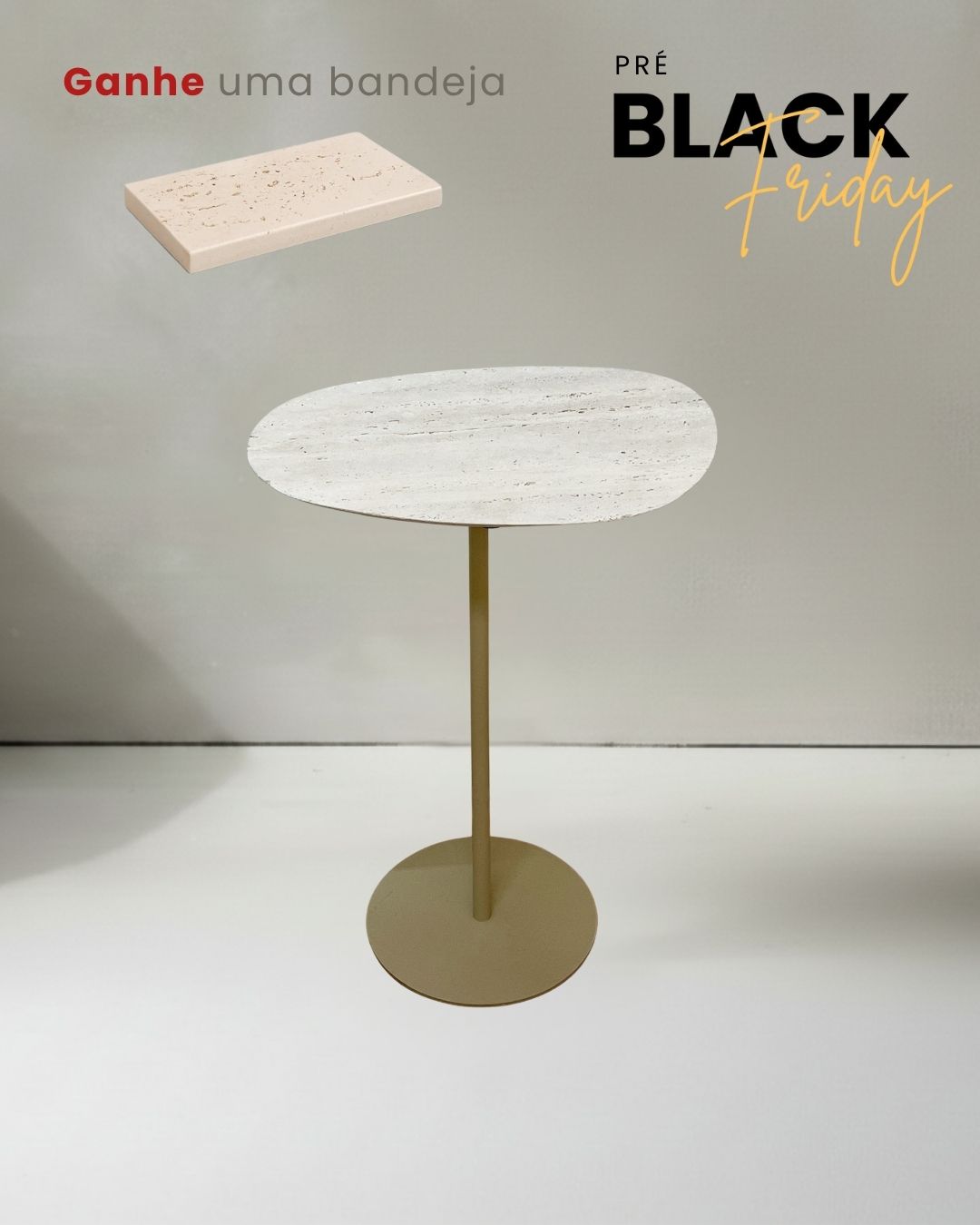 Mesa Tulipa Slim Mármore Travertino Romano