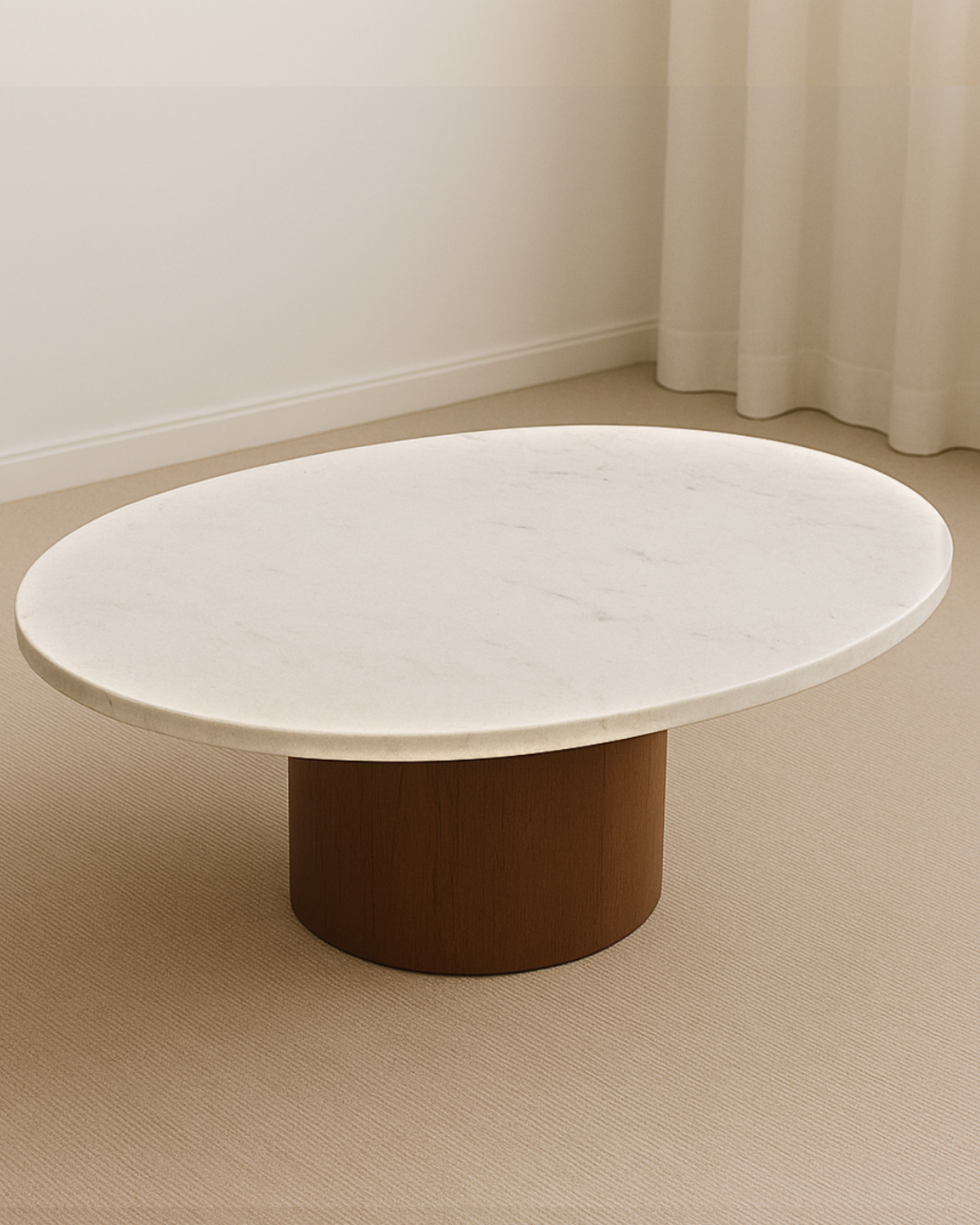 Mesa de Centro Elipse Mármore Calacatta Premium