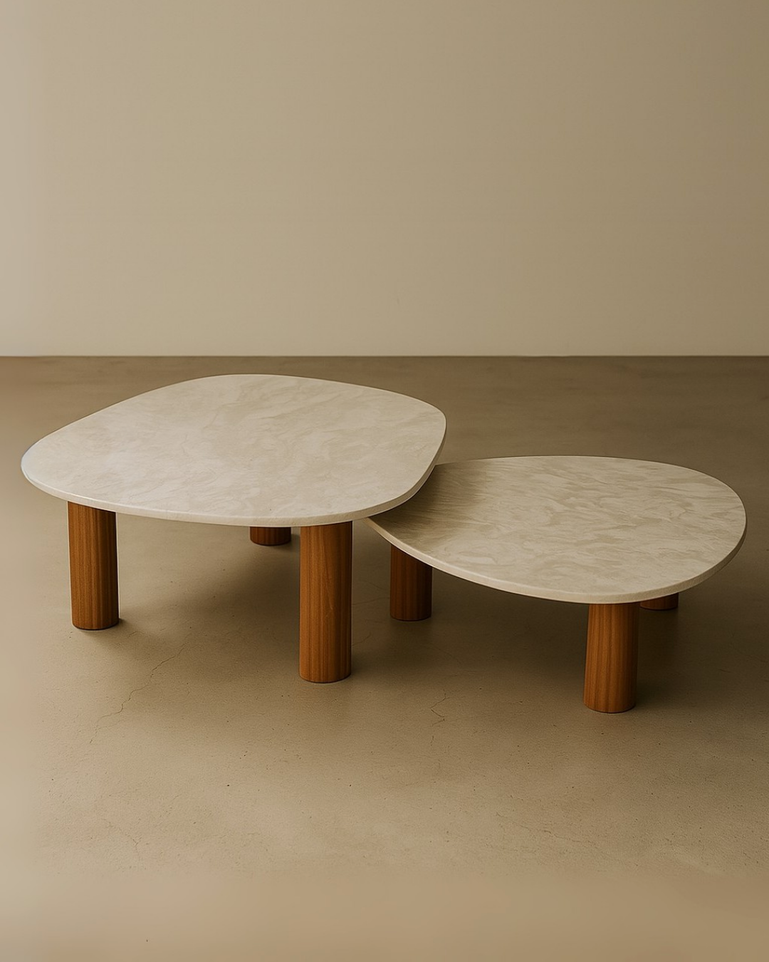 Mesa de Centro Casal Orgânico Mármore Travertino Nacional