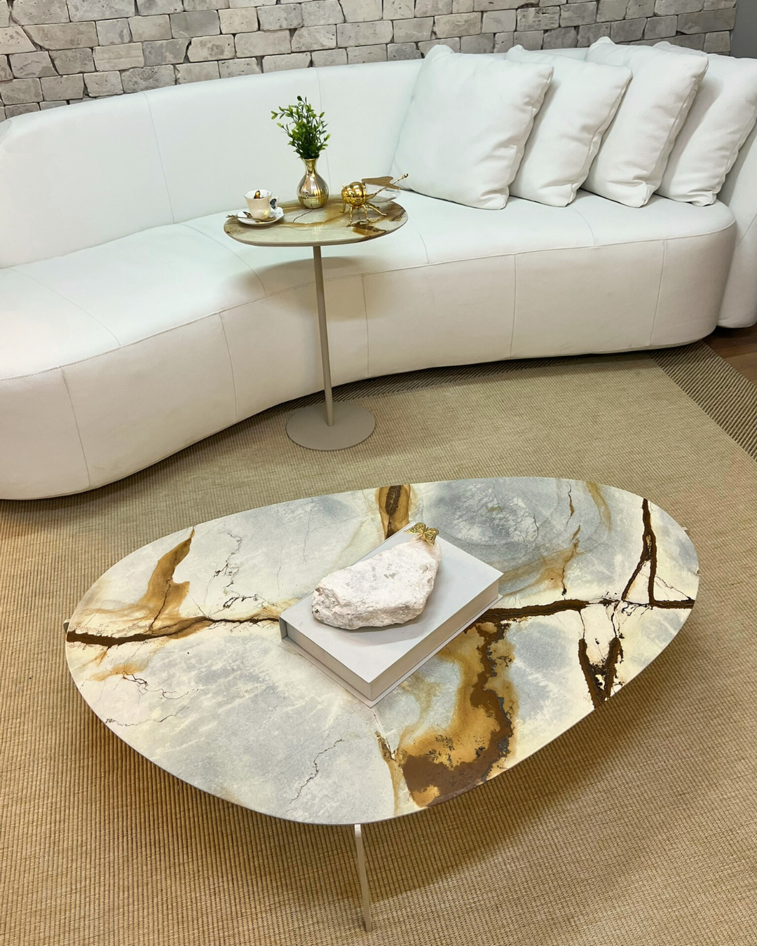 Mesa de Centro Versátille Quartzito Terracota Imperial