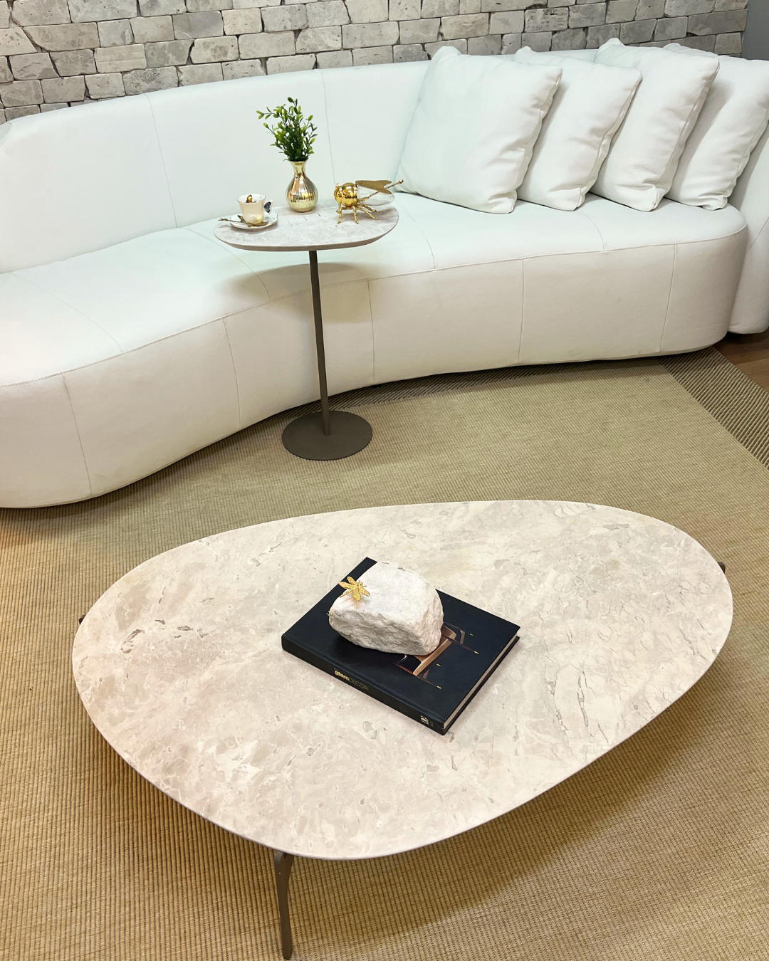 Mesa de Centro Versátille Mármore Travertino Cappuccino