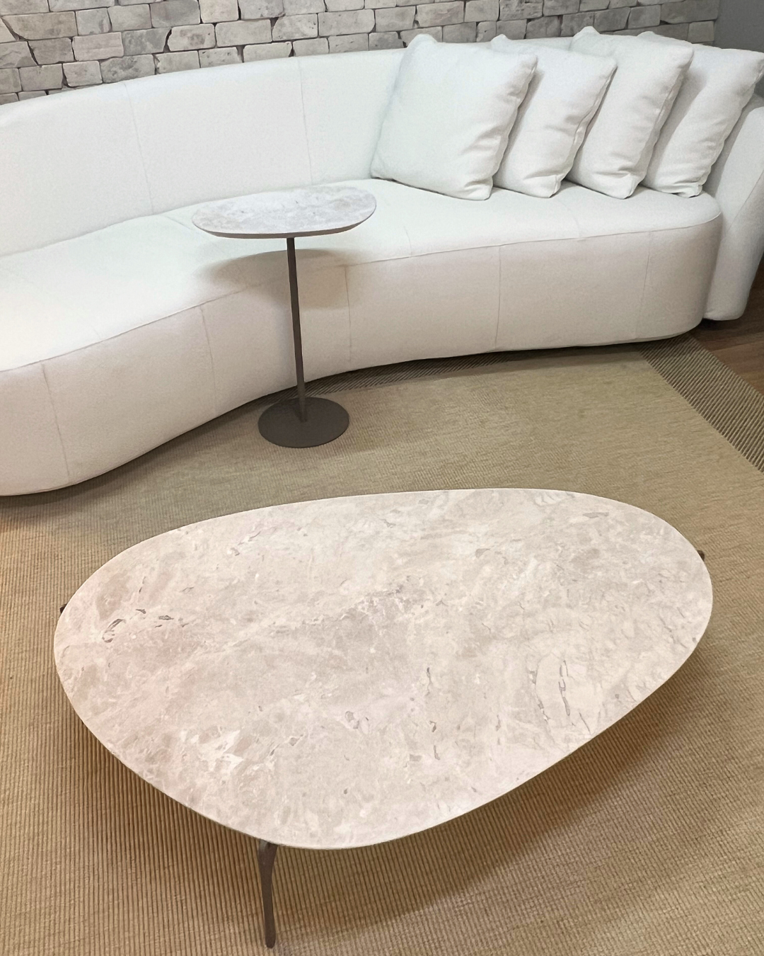 Mesa de Centro Versátille Mármore Travertino Cappuccino