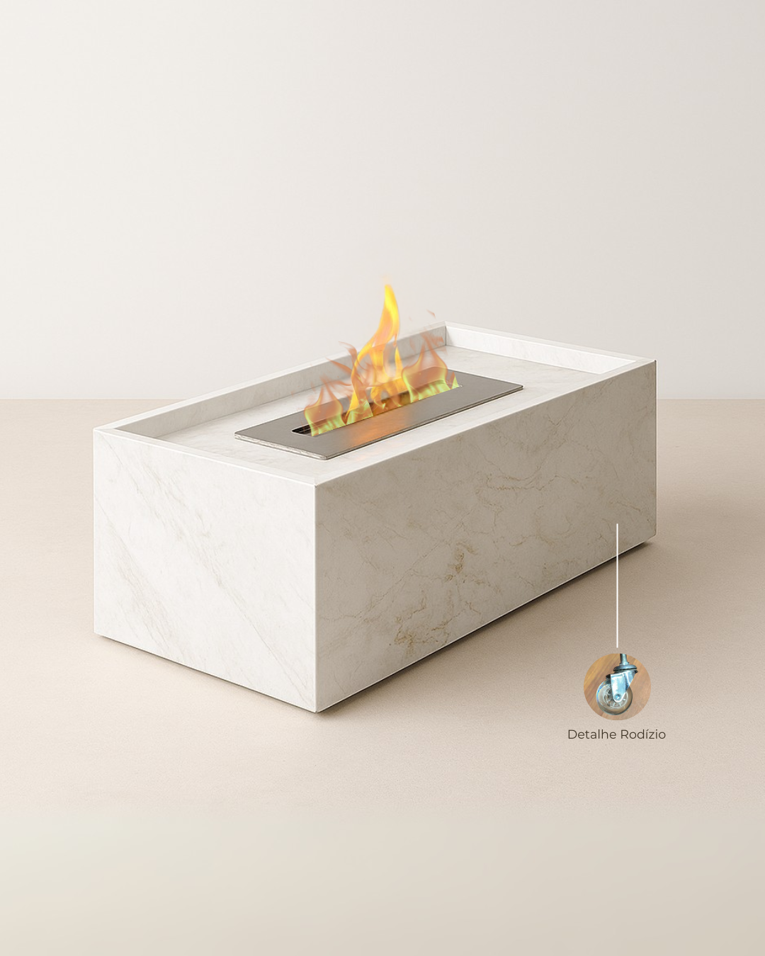 Lareira Vulcano (portátil) Mármore Calacatta Premium