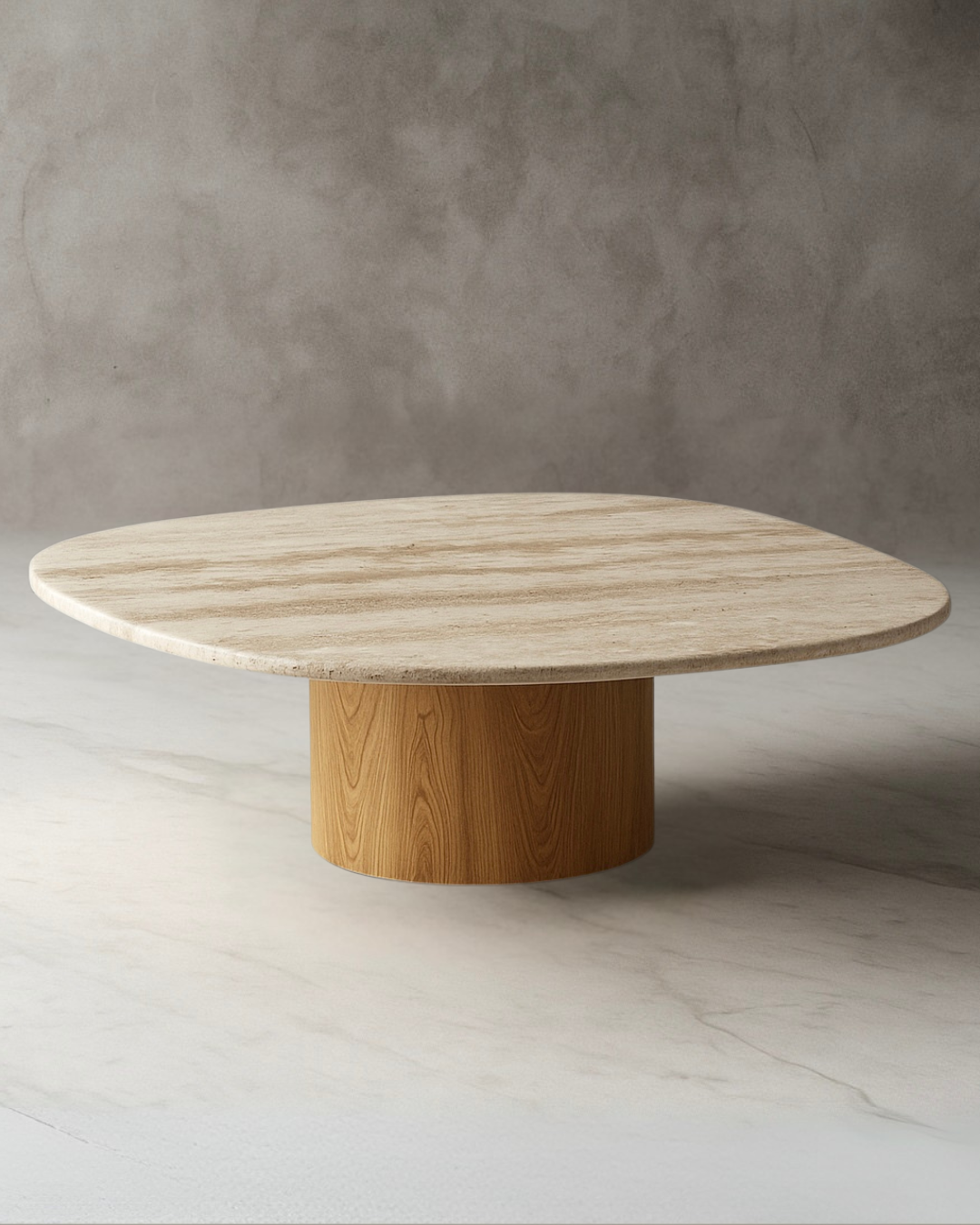 Mesa de Centro Concha Mármore Travertino Romano