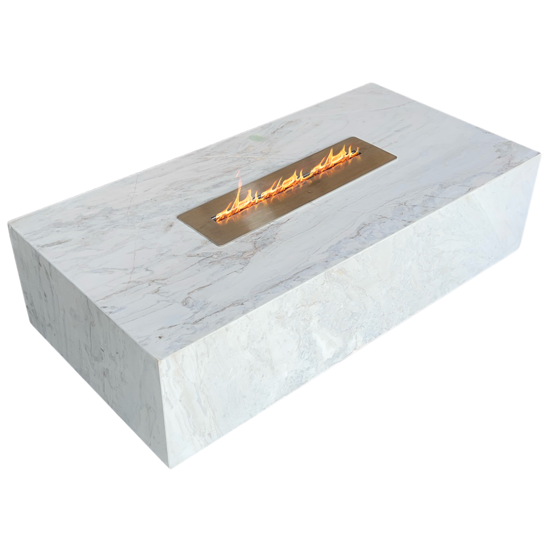 Mesa de Centro Vulcano com Lareira em Mármore Calacatta