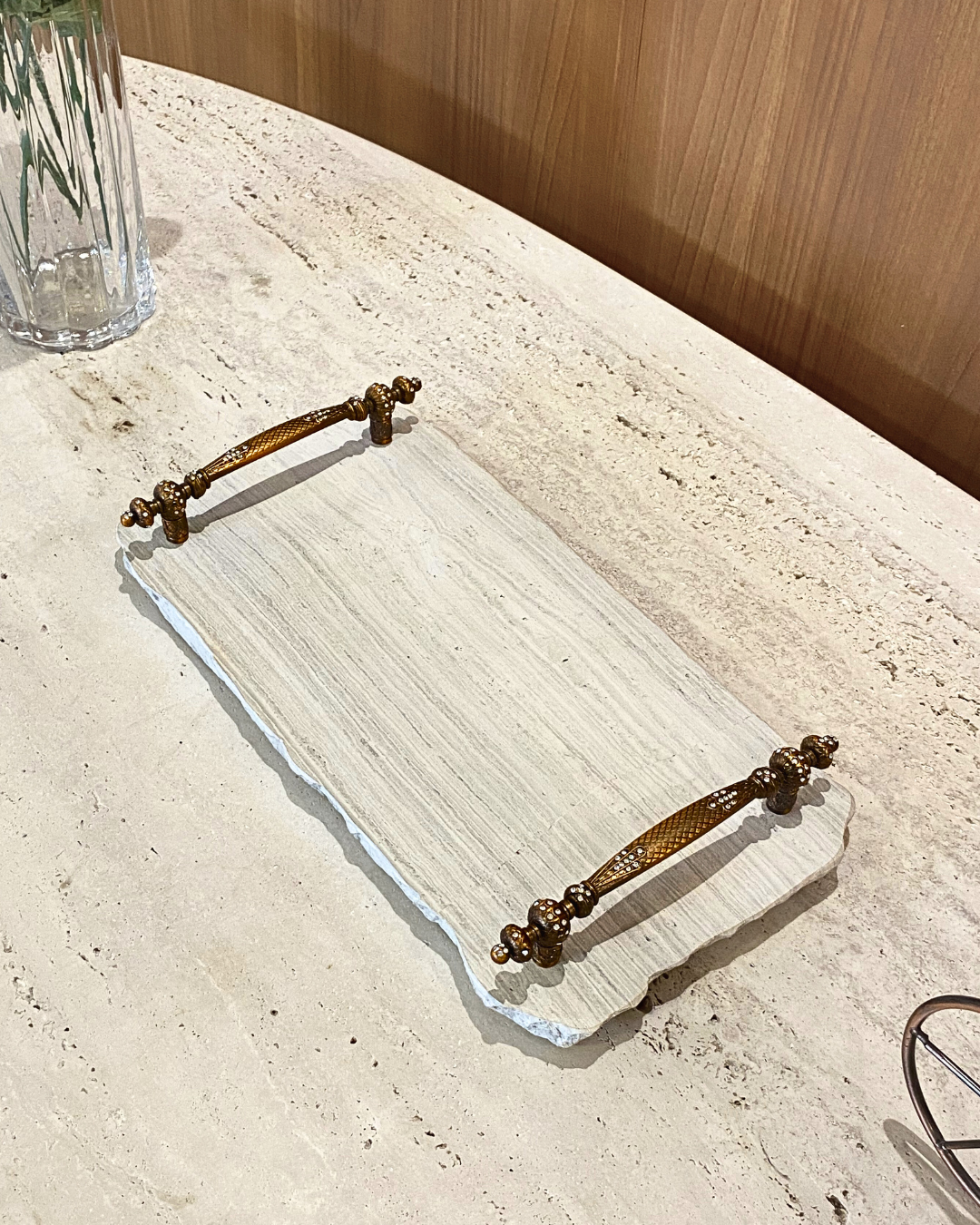 Bandeja Multifuncional Orgânica Mármore White Wooden