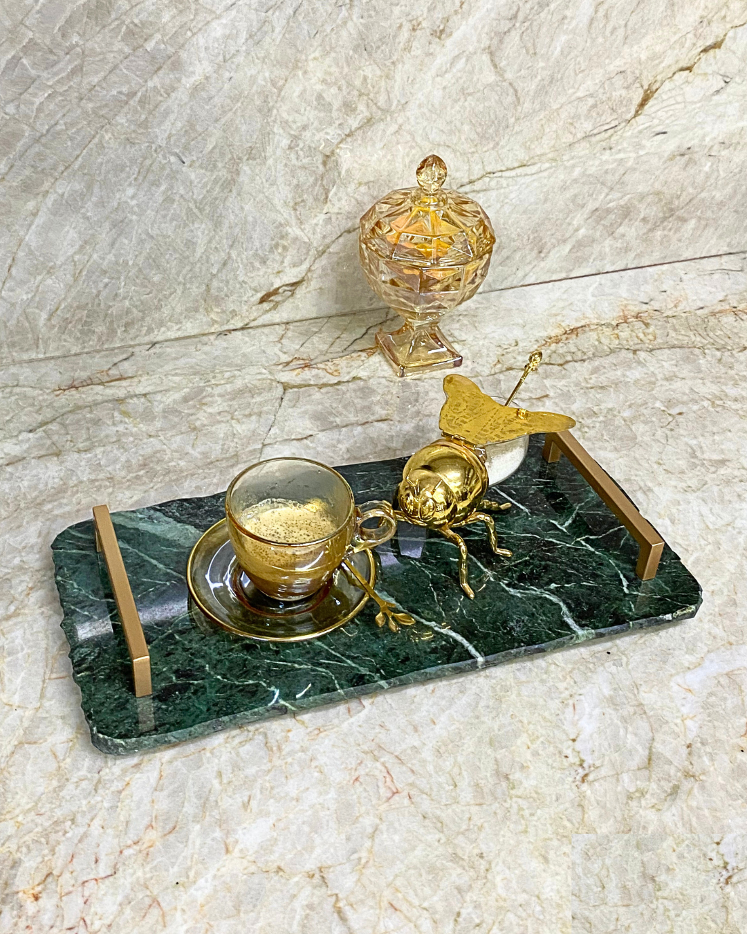 Bandeja Multifuncional Orgânica Mármore Verde Alpi Esplendor