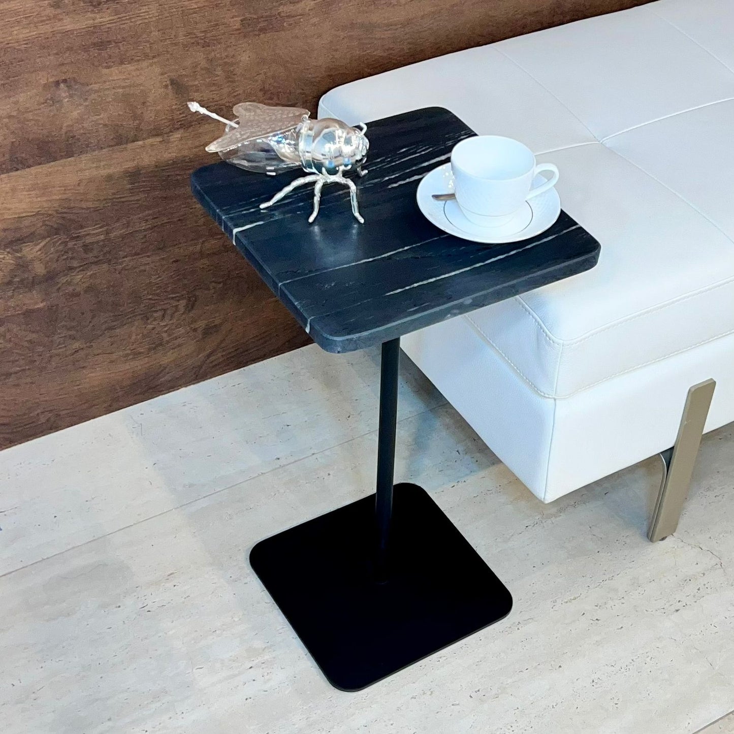 Mesa Quadratto Mármore Nero Striatto