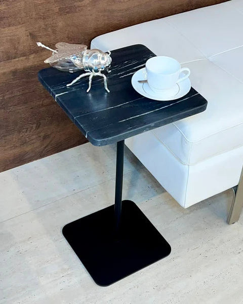 Mesa Quadratto Mármore Nero Striatto