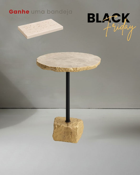 Mesa La Roca D'oro Mármore travertino Nacional (Pintura Ouro Metalik)