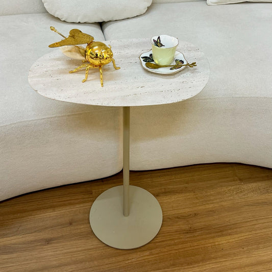Mesa Tulipa Slim Mármore Travertino Romano