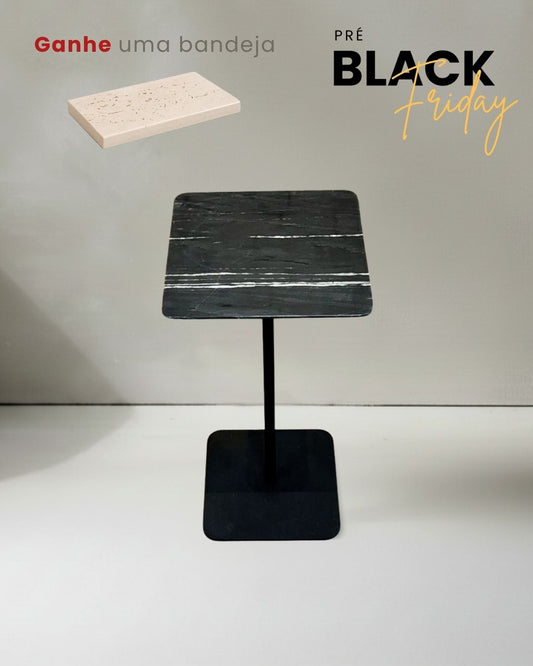 Mesa Quadratto Mármore Nero Striatto