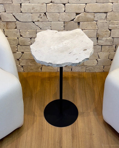 Mesa Orgânica Zera Mármore Travertino White Cream