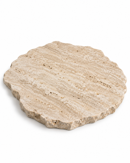 Bandeja Orgânica em Travertino Romano Natural Italiano – Ø 20 cm