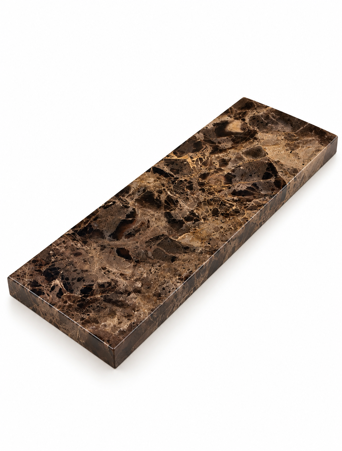 Bandeja em Mármore Marrom Imperador Espanhol — 30×12cm