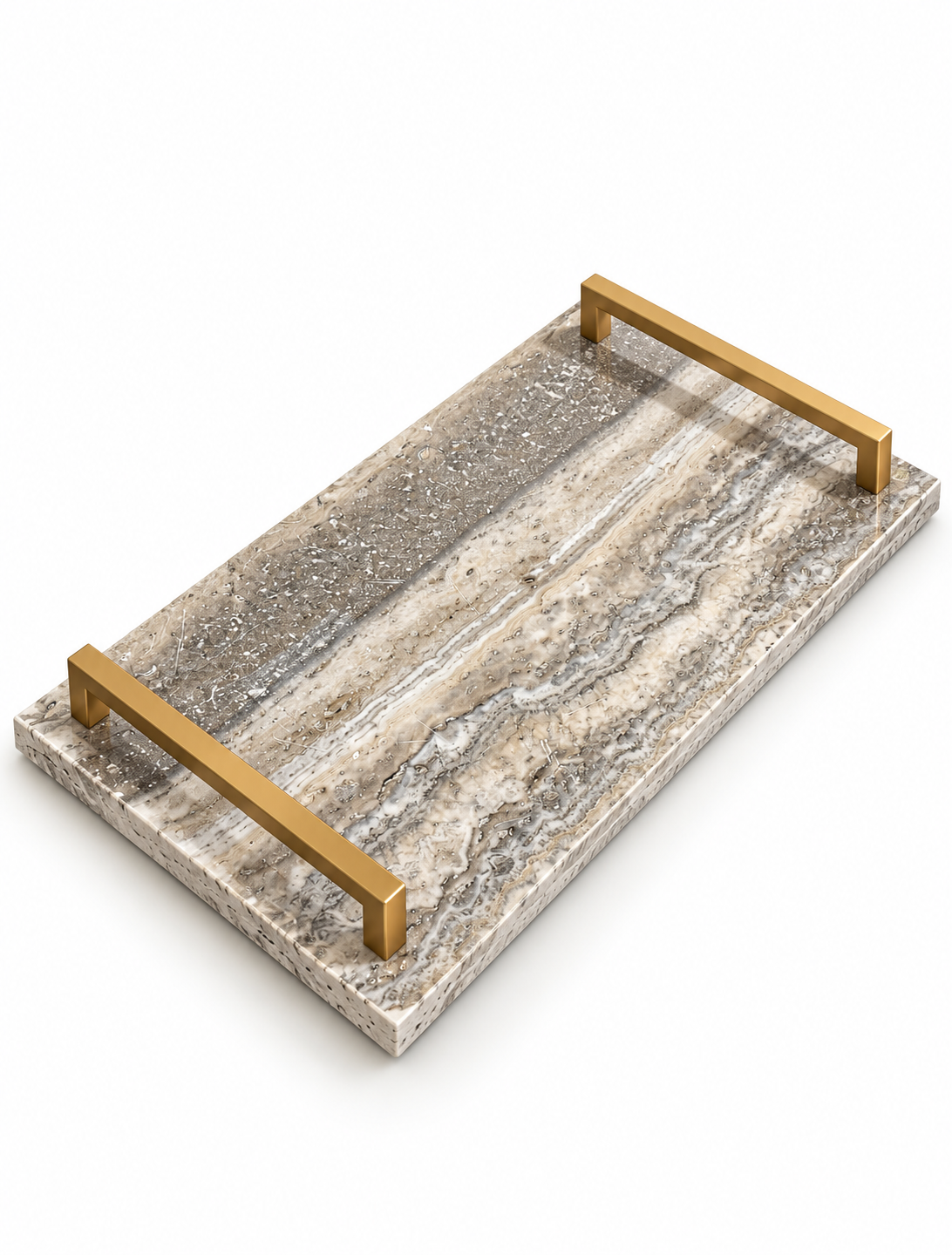 Bandeja em Travertino Romano Silver Italiano - 35x20cm