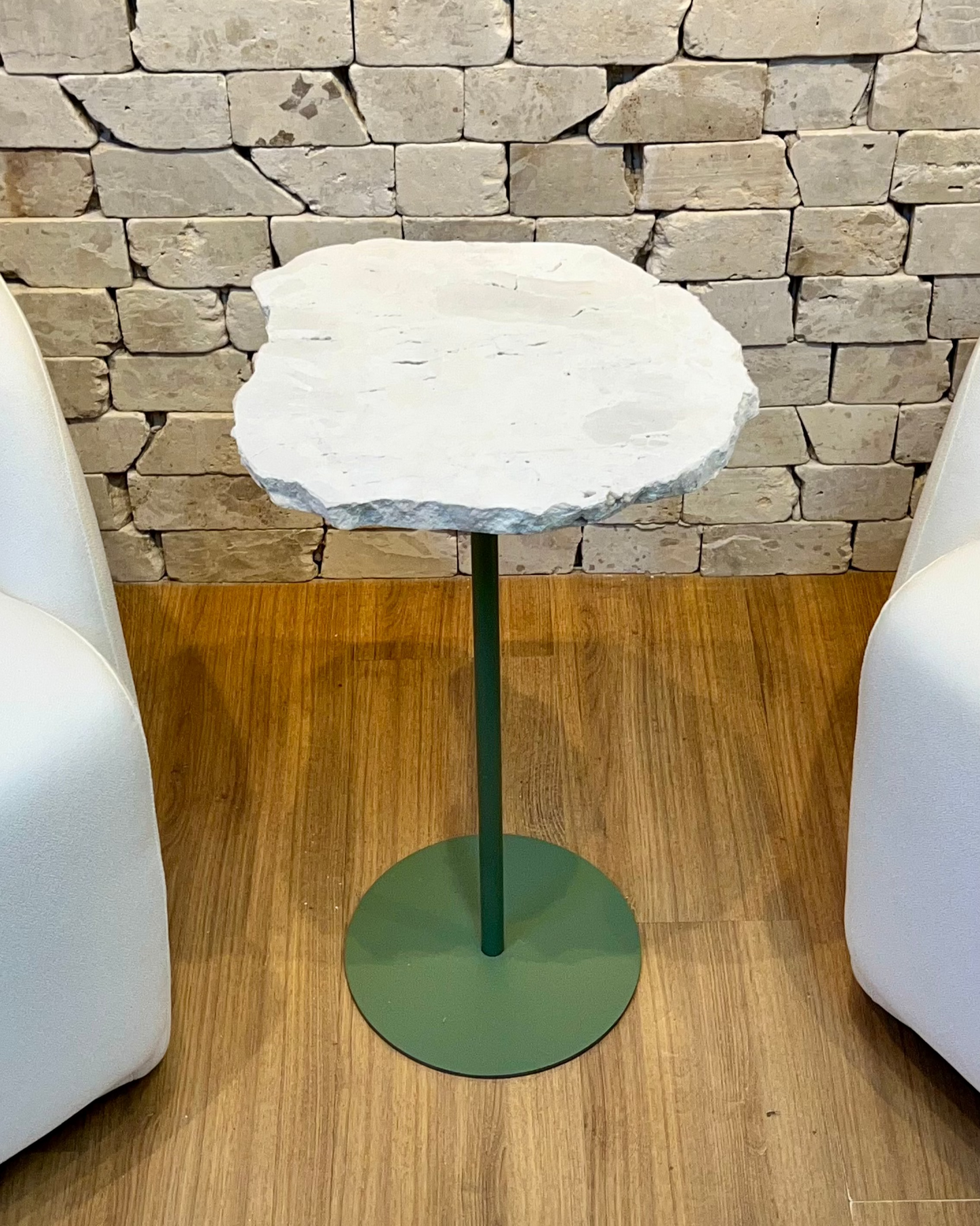 Mesa Orgânica Zera Mármore Travertino White Cream