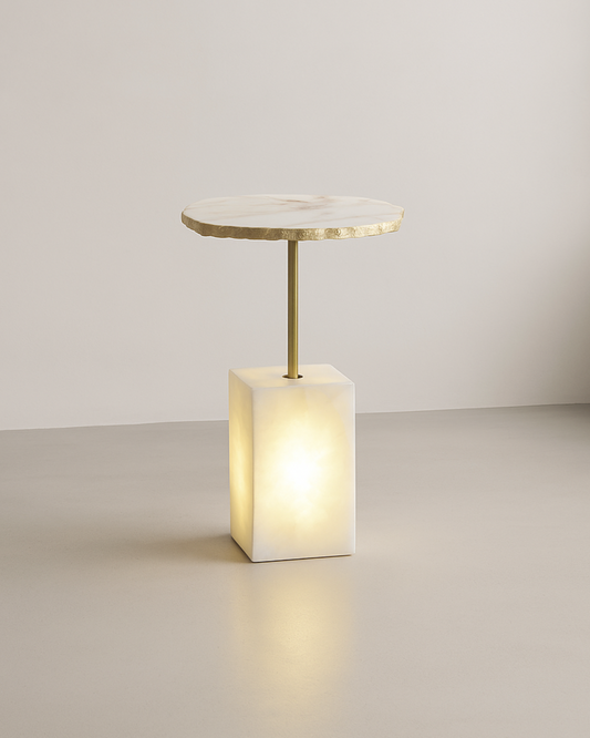 Mesa de Apoio e Luminária Quartzito Crystallus Gold