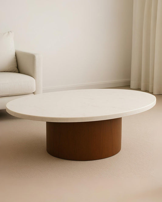 Mesa de Centro Elipse Mármore Calacatta Premium
