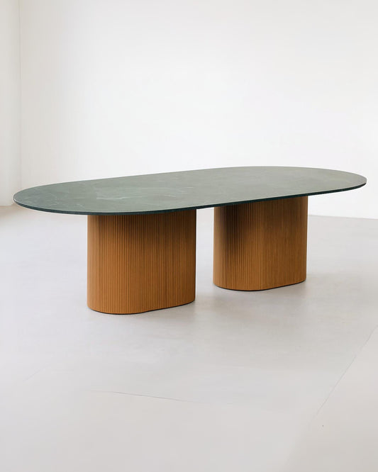 Mesa de Jantar Oblongo Mármore Verde Guatemala