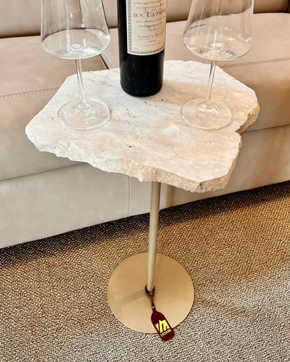Mesa Orgânica Zera Mármore Travertino White Cream