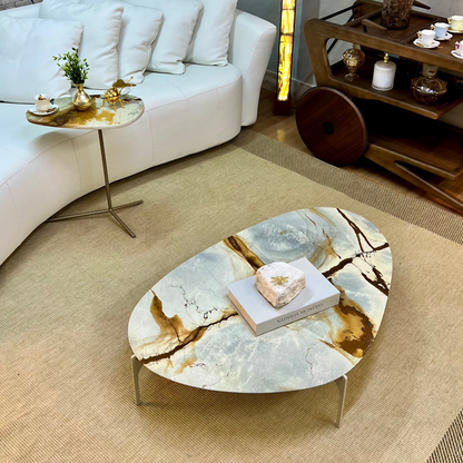 Mesa de Centro Versátille Quartzito Terracota Imperial