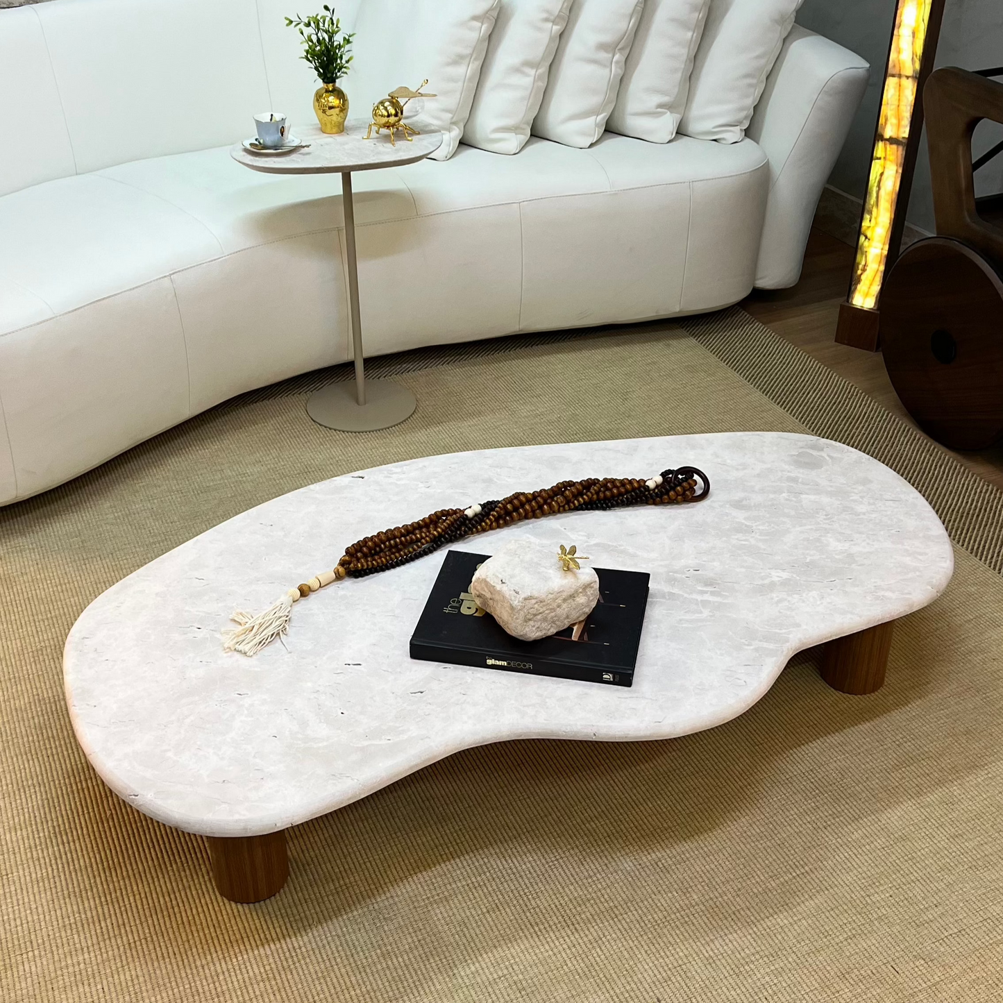 Mesa de Centro Dunas Mármore Travertino White Cream