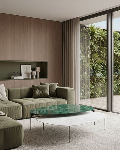 Casal Mesas de Centro Versátille Mármore Verde Guatemala e Calacatta